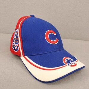 Chicago Cubs Retro Vintage Embroidered Ballcap, Hook And Loop Strap Blue Wht Red